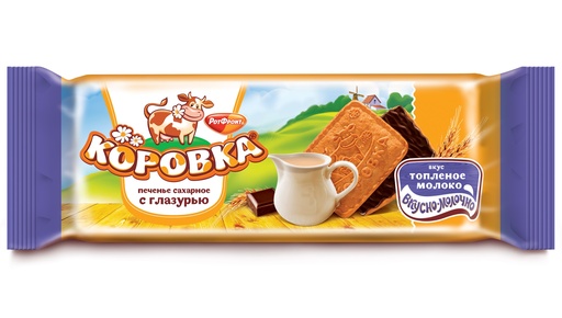 [09_01_0090] Cookies Biscuits Печенье "Коровка" вкус топленого молока в шоколадной глазури 1/100gr 30рс /Uniconf 01/  09_01_0090