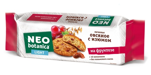 [09_01_0173] Cookies Biscuits Neo-botanica печенье Овсянное со злаками с черносливом на фруктозе 1/280gr 15pc /Uniconf 01/  09_01_0173