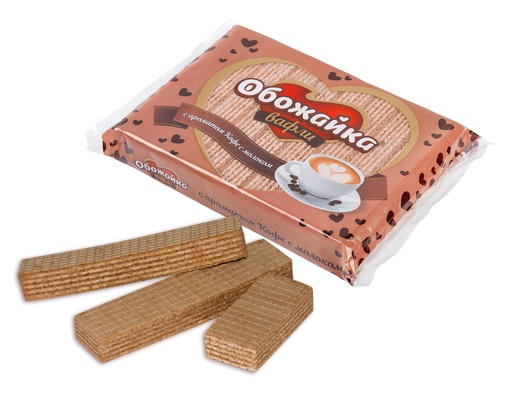 [11_01_0050] Waffer Вафли "Обожайка" кофе с молоком 1/225gr 20pc /Uniconf 01/  11_01_0050
