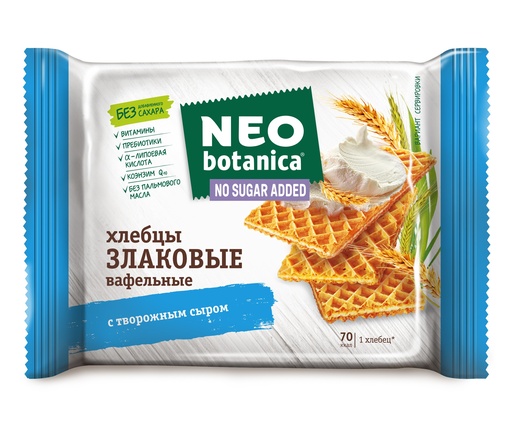 [11_01_0125] Waffer Вафли "Neo-botanica" вафельные хлебцы злаковые с творожным сыром no suger 1/75gr 18pc /Uniconf 01/  11_01_0125