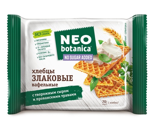 [11_01_0126] Waffer Вафли "Neo-botanica" вафельные хлебцы злаковые с творожным сыром и прованскими травами no suger 1/75gr 18pc /Uniconf 01/  11_01_0126