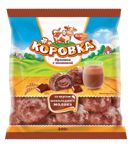 [12_01_0013] Gingerbread  Пряник "Коровка" с начинкой шоколад с молоком 1/300gr 16 pc /Uniconf 01/  12_01_0013