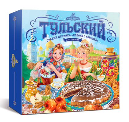 [12_01_0136] Gingerbread Пряник "Тульский" Сувенирный яблоко-корица коркобка 1/500gr 4pc /Uniconf 01/  12_01_0136