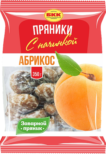 [12_57_0010] Gingerbread Пряник "БКК" сахарные Абрикосовая начинка 1/350gr 15pc /BKK 57/  12_57_0010