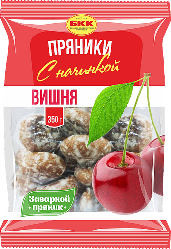 [12_57_0012] Gingerbread Пряник "БКК" сахарные Вишневая начинка 1/350gr 15pc /BKK 57/  12_57_0012