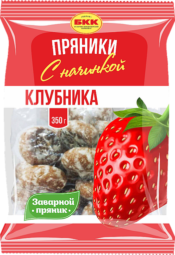 [12_57_0013] Gingerbread Пряник "БКК" сахарные Клубничная начинка 1/350gr 15pc /BKK 57/  12_57_0013