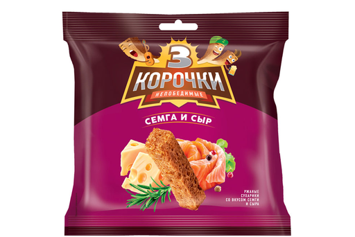 [14_22_0081] Mini-toasts 181 Сухарики "3 Корочки" сыр семга 1/100gr 25pc /KDV 22/  14_22_0081