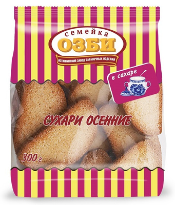 [14_26_0012] Mini-toasts Сухари осенние в сахаре пакет 1/300gr 10pc /Ostankino 26/  14_26_0012