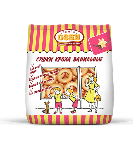 [16_26_0011] Dry bread rings 278 Сушка "Семейка" "Кроха" ванильные 1/200gr 33рс /Ostankino 26/  16_26_0011