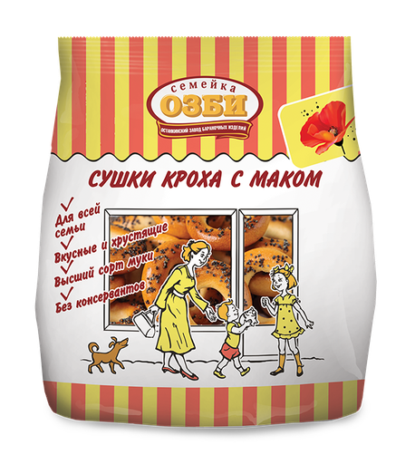 [16_26_0020] Dry bread rings 276 Сушка "Семейка"  "Кроха" с маком 1/200gr 33pc /Ostankino 26/  16_26_0020