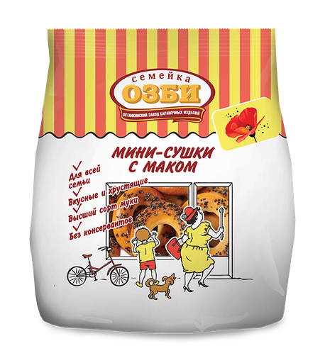 [16_26_0060] Dry bread rings 307 Сушка мини "Семейка" с маком 1/150gr 24pc /Ostankino 26/  16_26_0060