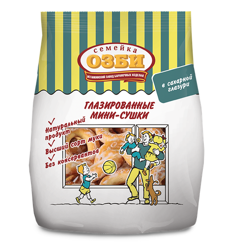 [16_26_0090] Dry bread rings 1046 Сушка мини "Семейка" глазированные сахаром 1/150gr 15pc /Ostankino 26/  16_26_0090