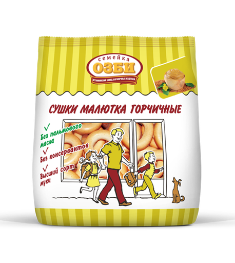 [16_26_0102] Dry Bread Rings 1095 Сушки "Семейка" "Малютка" горчичные 1/200gr 12pc /Ostankino 26/  16_26_0102