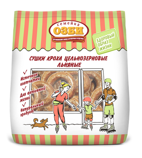 [16_26_0103] Dry Bread Rings 1129 Сушки "Семейка" "Кроха" цельнозерновые льняные 1/200gr 12pc /Ostankino 26/  16_26_0103