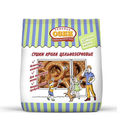 [16_26_0104] Dry Bread Rings 1109 Сушки "Семейка" "Кроха" цельнозерновые 1/200gr 12pc /Ostankino 26/  16_26_0104