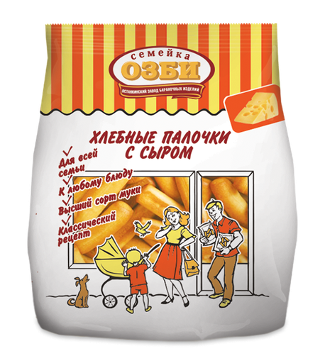 [16_26_0120] Dry bread sticks "Семейка" Хлебные палочки с сыром 1/150gr 10pc /Ostankino 26/  16_26_0120
