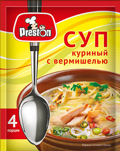 [21_27_0191] Soups М35501 Суп куриный с вермишелью быстрого приготовления "Preston" 1/060gr 20pc /Magiya Vostoka 27/   21_27_0191