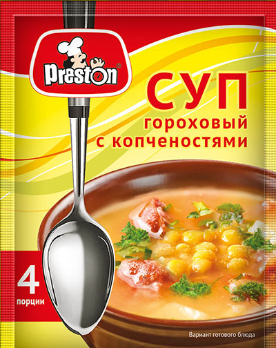[21_27_0193] Soups М35505 Суп гороховый с копченостями быстрого приготовления "Preston" 1/060gr 20pc /Magiya Vostoka 27/   21_27_0193