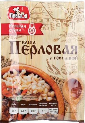 [21_27_0241] Porridge Preston M58301 Каша перловая с говядиной  "Preston" 1/040gr 20pc /Magiya Vostoka 27/   21_27_0241