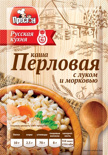 [21_27_0242] Porridge Preston M58302  Каша перловая с луком и морковью  "Preston" 1/040gr 20pc /Magiya Vostoka 27/   21_27_0242