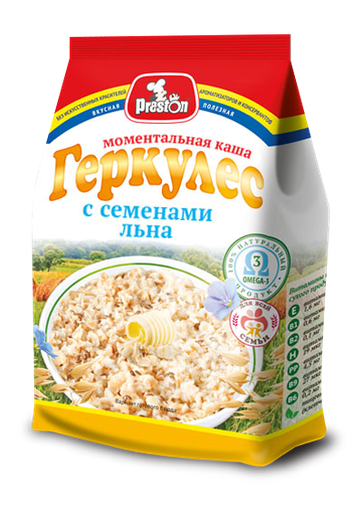 [21_27_0256] Porridge М39267 Каша овсяная Геркулес с семенами льна быстрого приготовления "Preston" 1/160gr 8pc /Magiya Vostoka 27/   21_27_0256