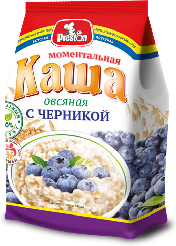 [21_27_0257] Porridge М58090 Каша овсяная с черникой быстрого приготовления "Preston" 1/160gr 8pc /Magiya Vostoka 27/   21_27_0257