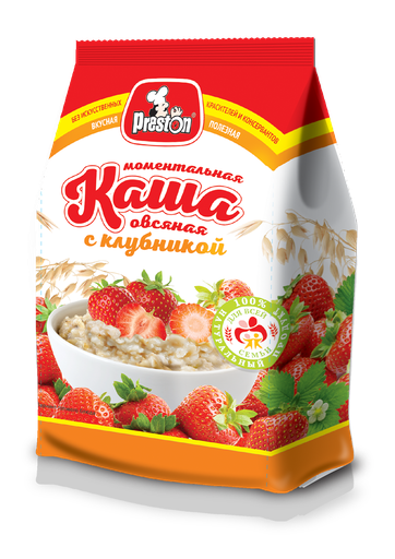 [21_27_0259] Porridge М58082 Каша овсяная с клубникой быстрого приготовления "Preston" 1/160gr 8pc /Magiya Vostoka 27/   21_27_0259