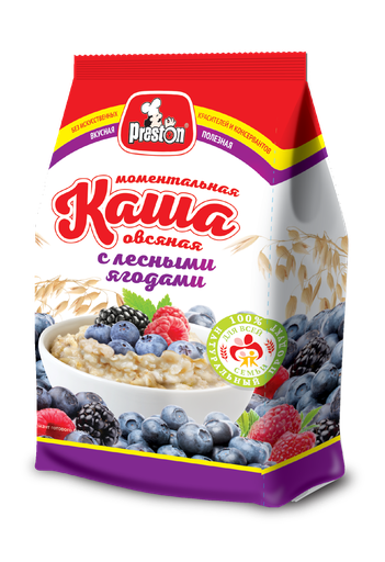 [21_27_0260] Porridge М58086 Каша овсяная с лесными ягодами быстрого приготовления "Preston" 1/160gr 8pc /Magiya Vostoka 27/   21_27_0260