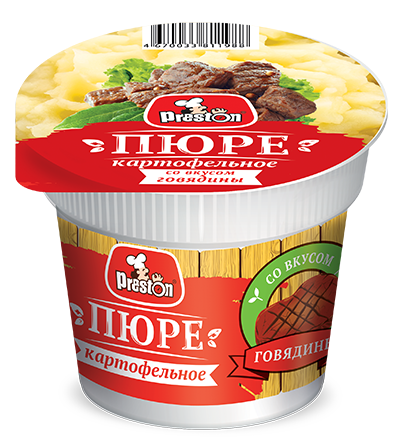 [21_27_0282] Dried instant food in tray M39061 (стакан) Пюре моментального приготовления картофельное со вкусом говядины "Preston" 1/40gr 20pc /Magiya Vostoka 27/   21_27_0282