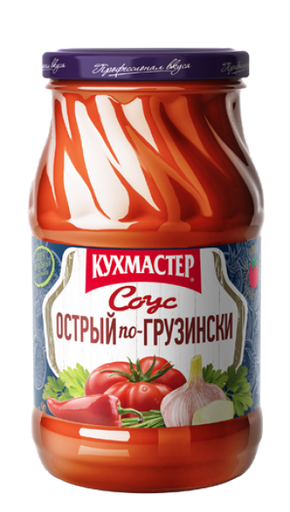 [23_28_0090] Tomato sauce "Острый по-грузински" в стеклянной банке 1/480g 8pc /Kuhmaster 28/   23_28_0090