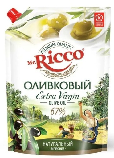 [28_59_0011] Mayonnaise  Майонез (Mr. Ricco) Оливковый (67% жирн) 1/750gr 1/800ml 12pc (Новый пр.) /Mr. Ricco 59/  28_59_0011