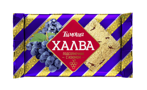 [07_14_0200] Caramel Халва подсолнечная с изюмом 1/250gr 20pc /Timosha 14/  07_14_0200