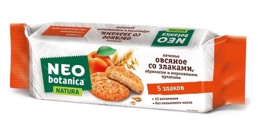 [09_01_0171] Cookies Biscuits Neo-botanica печенье Овсянное со злаками с абрикосом и морковными цукатами 1/280gr 15pc /Uniconf 01/  09_01_0171