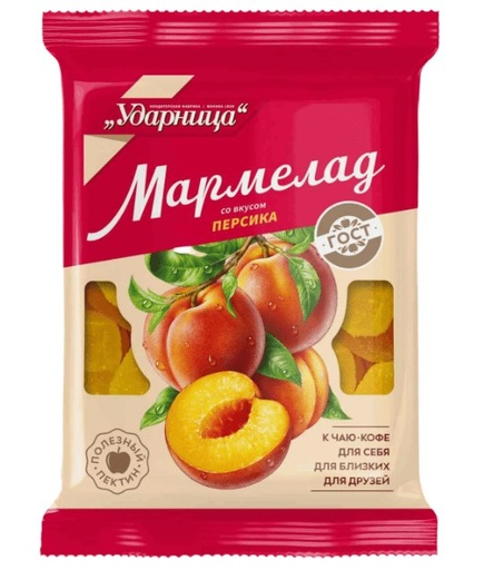 [07_12_0025] Fruit Jelly Sweets with Peach Flavor,Фруктовый Мармелад на основе натурального Персика 1/275gr 12pc /Udarnitsa 12/  07_12_0025